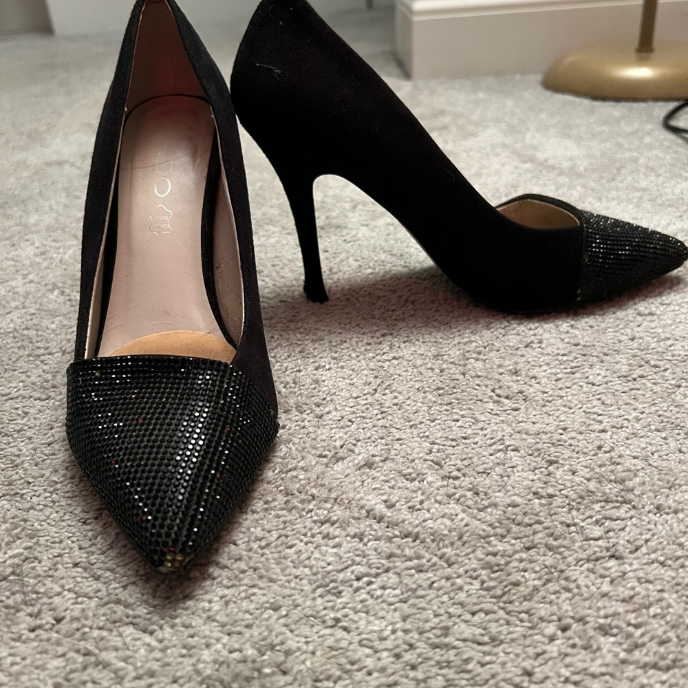 Black Glitter Toe Stiletto Heels (Aldo)